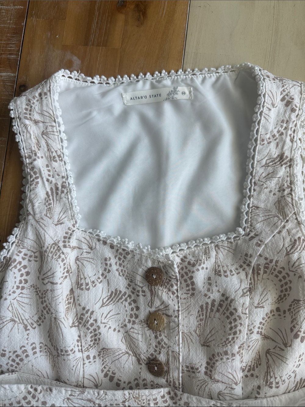 Altar'd State Cream Lace Floral Two-Piece Skirt Set - Picture 3 of 7